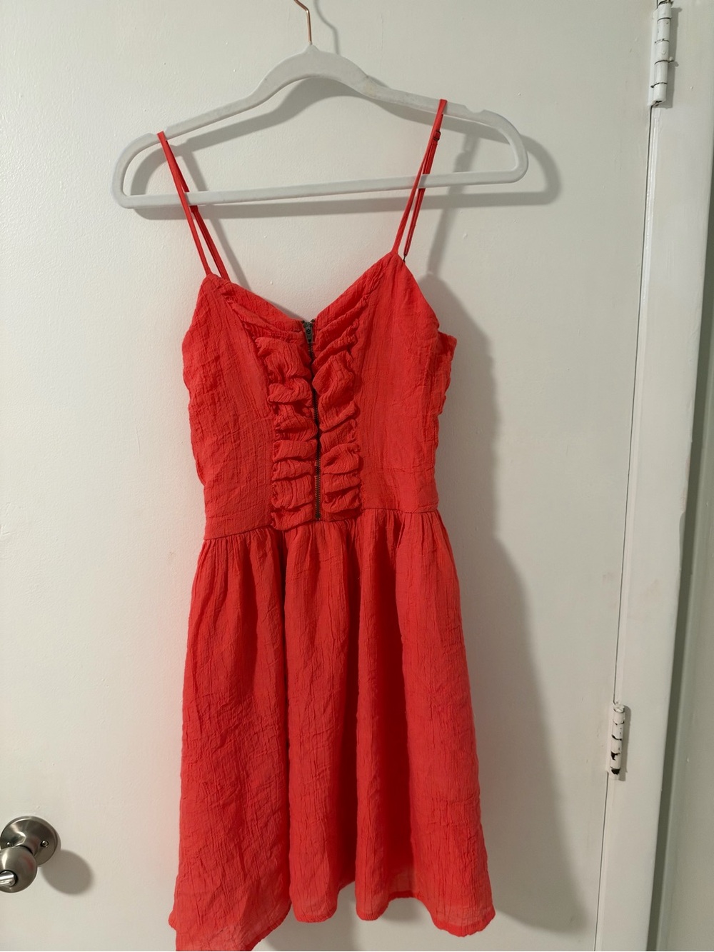 Xhilaration Red Ruffle Front Spaghetti Strap Casual Dress